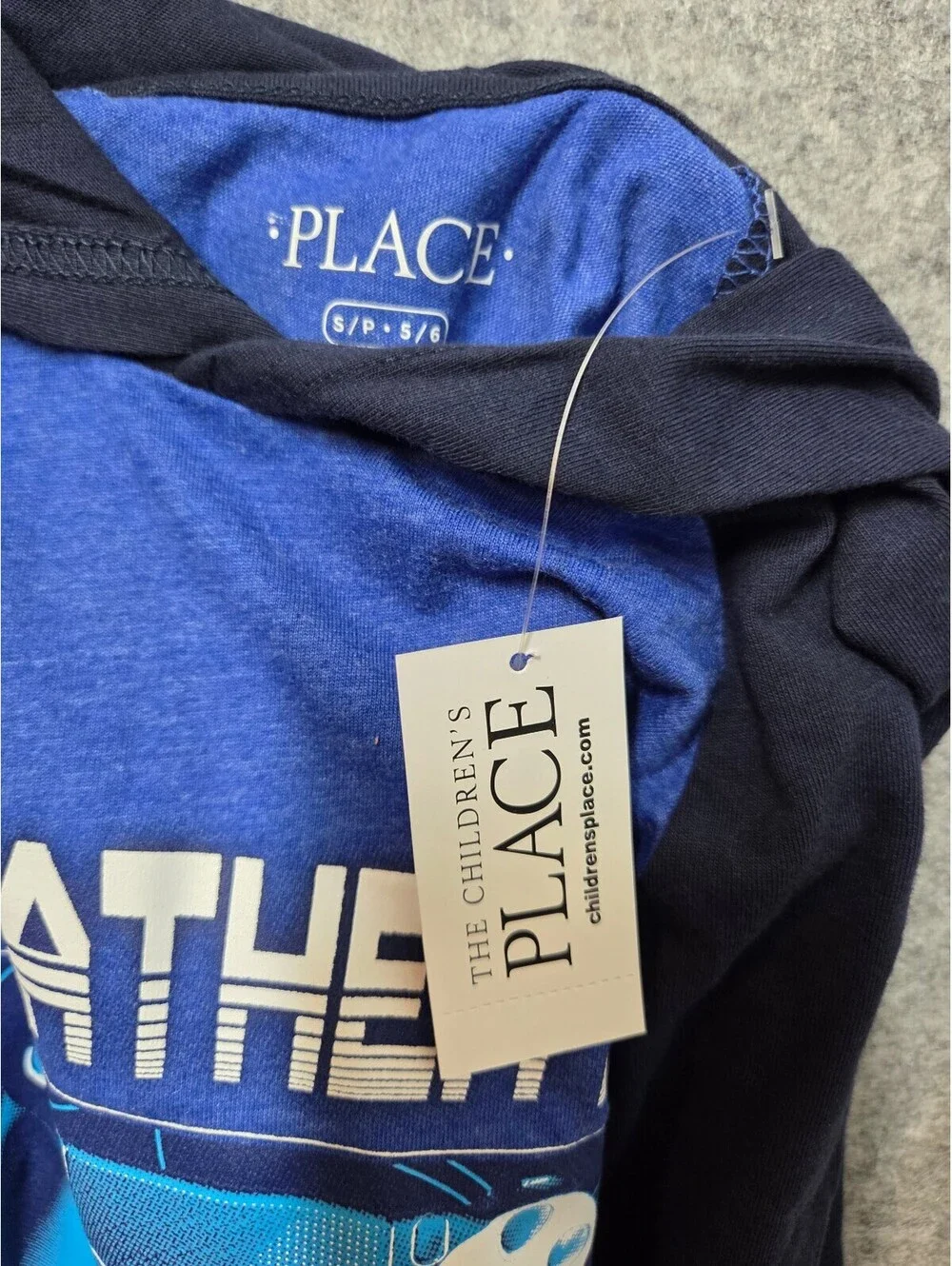 The Children's Place Boys Blue Hooded Graphic Shirt S (5/6) Nwt